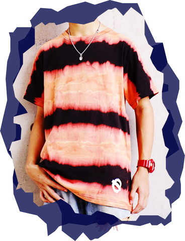 black + light brown bleach-striped